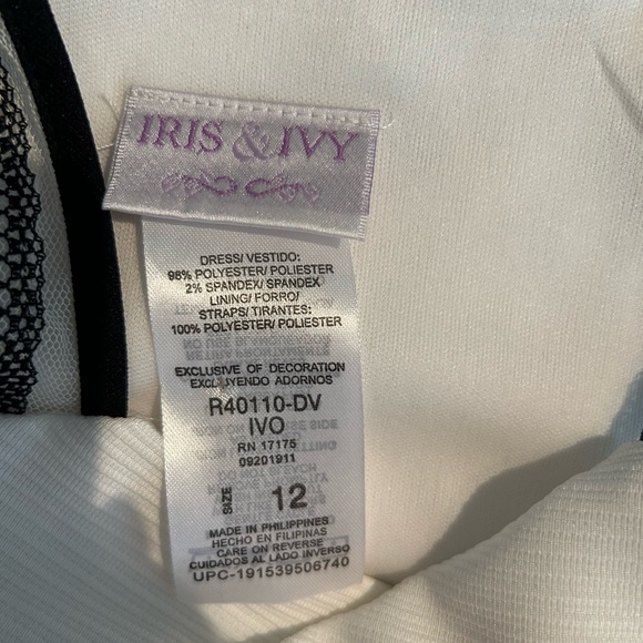 Iris & Ivy Girl's White W/Black Lace Dress Size 12 - Picture 5 of 7